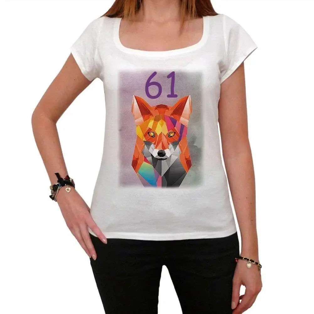 Women's Graphic T-Shirt Geometric Fox 61 61st Birthday Anniversary 61 Year Old Gift 1963 Vintage Eco-Friendly Ladies Short Sleeve Novelty Tee