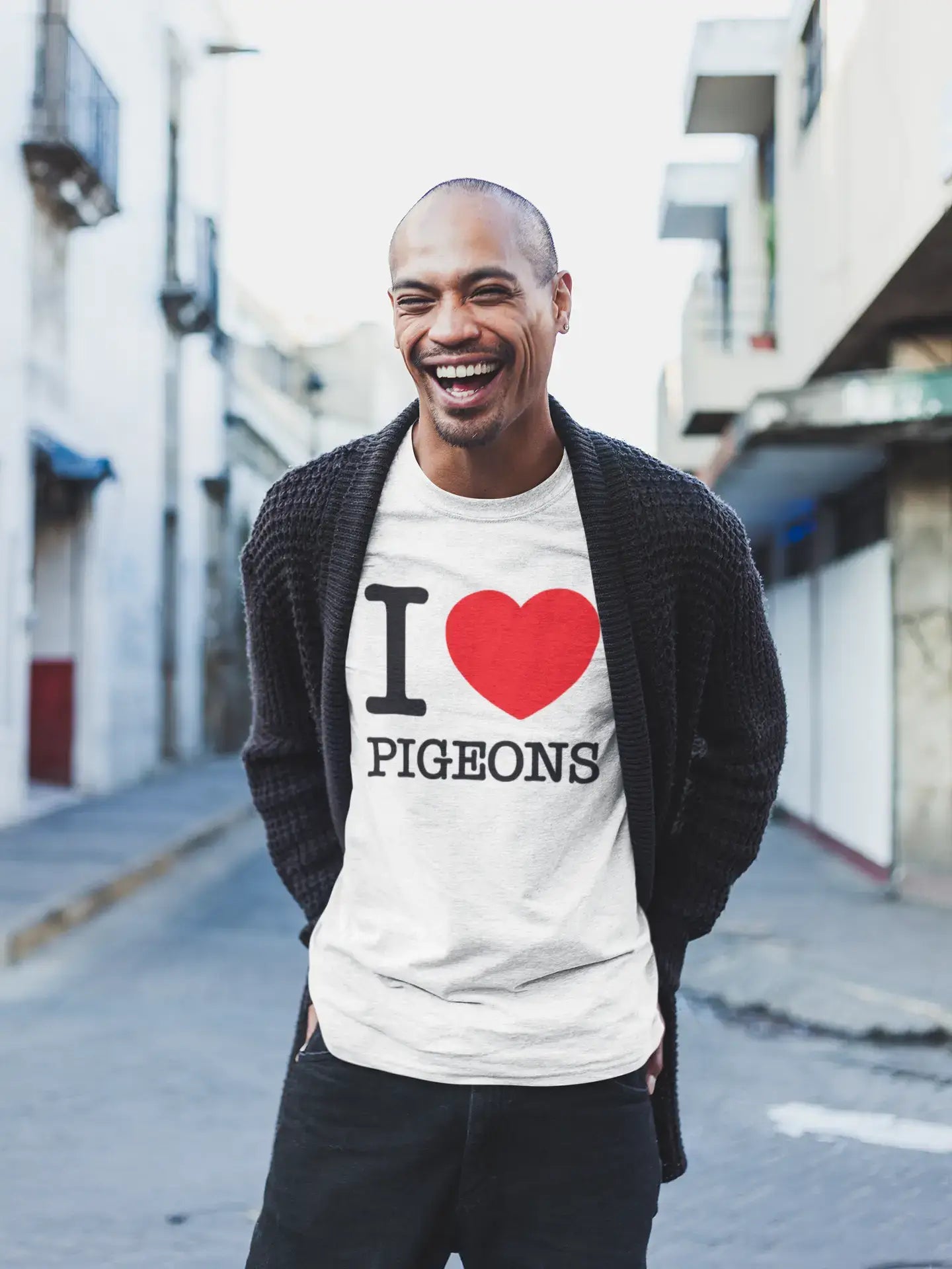 PIGEONS, I love animals, White, Men's Short Sleeve Round Neck T-shirt 00064