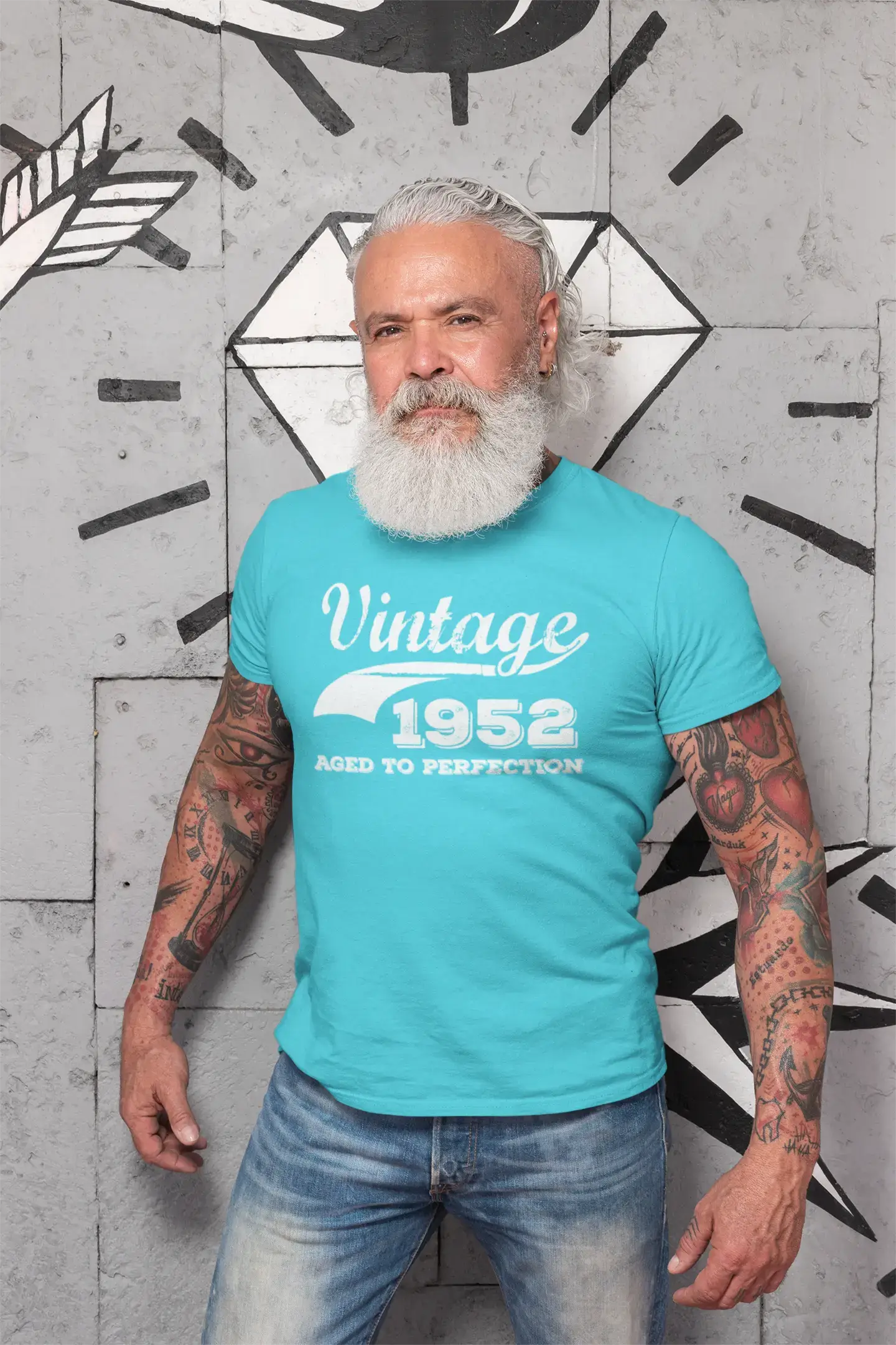 1952 Vintage Aged to Perfection, Blau, Herren-Kurzarm-Rundhals-T-Shirt 00291