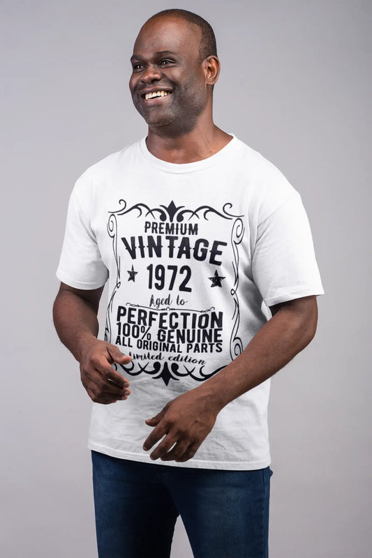 Premium Vintage Jahr 1972, Weiß, Kurzarm-Rundhals-T-Shirt für Herren, Geschenk-T-Shirt 00349