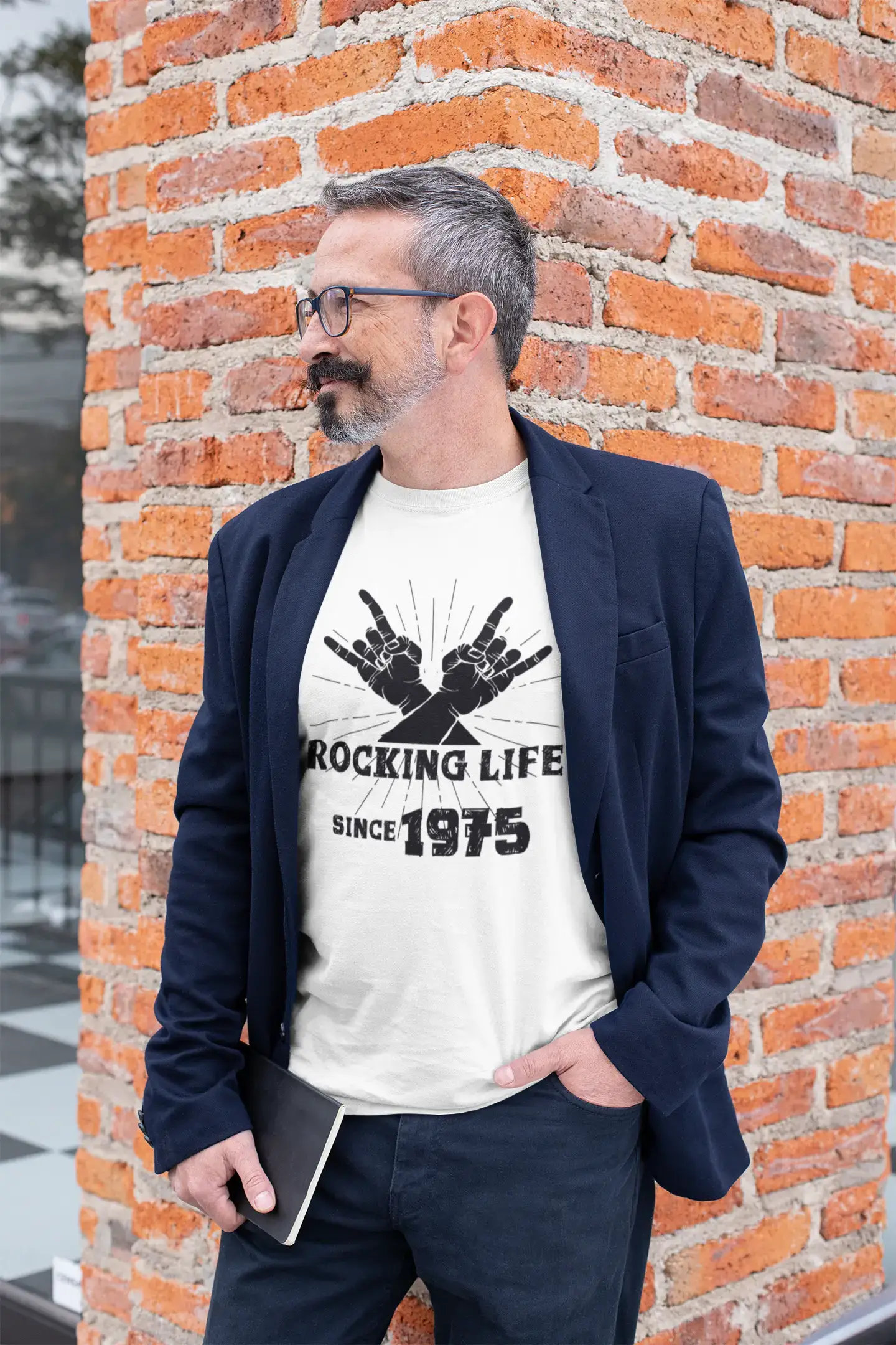 Rocking Life Since 1975 Herren T-Shirt Weiß Geburtstagsgeschenk 00400