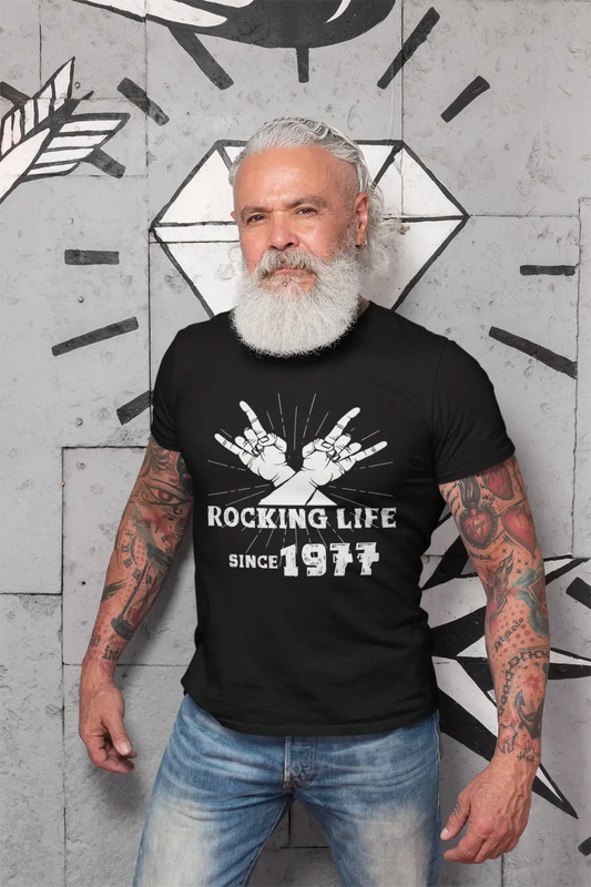 Rocking Life Since 1977 Herren T-Shirt Schwarz Geburtstagsgeschenk 00419