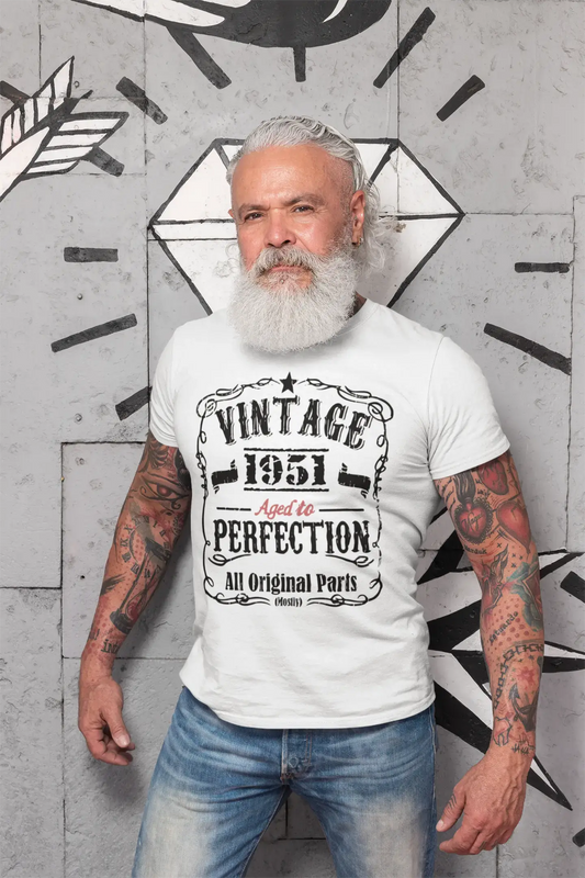 1951 Vintage Aged to Perfection Herren T-Shirt Weiß Geburtstagsgeschenk 00488