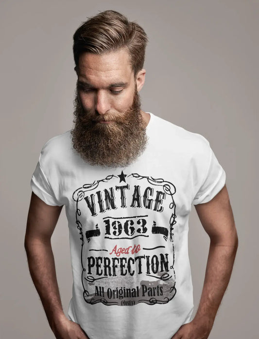 1963 Vintage vieilli à la perfection T-shirt <span>homme</span> <span>blanc</span> <span>cadeau</span> <span>d'anniversaire</span> 00488