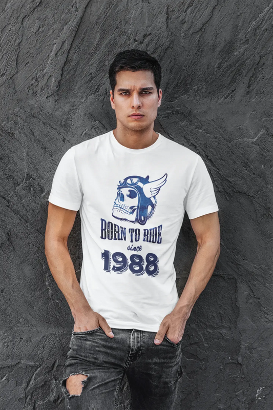 1988, Born to Ride Since 1988 Herren T-Shirt Weiß Geburtstagsgeschenk 00494