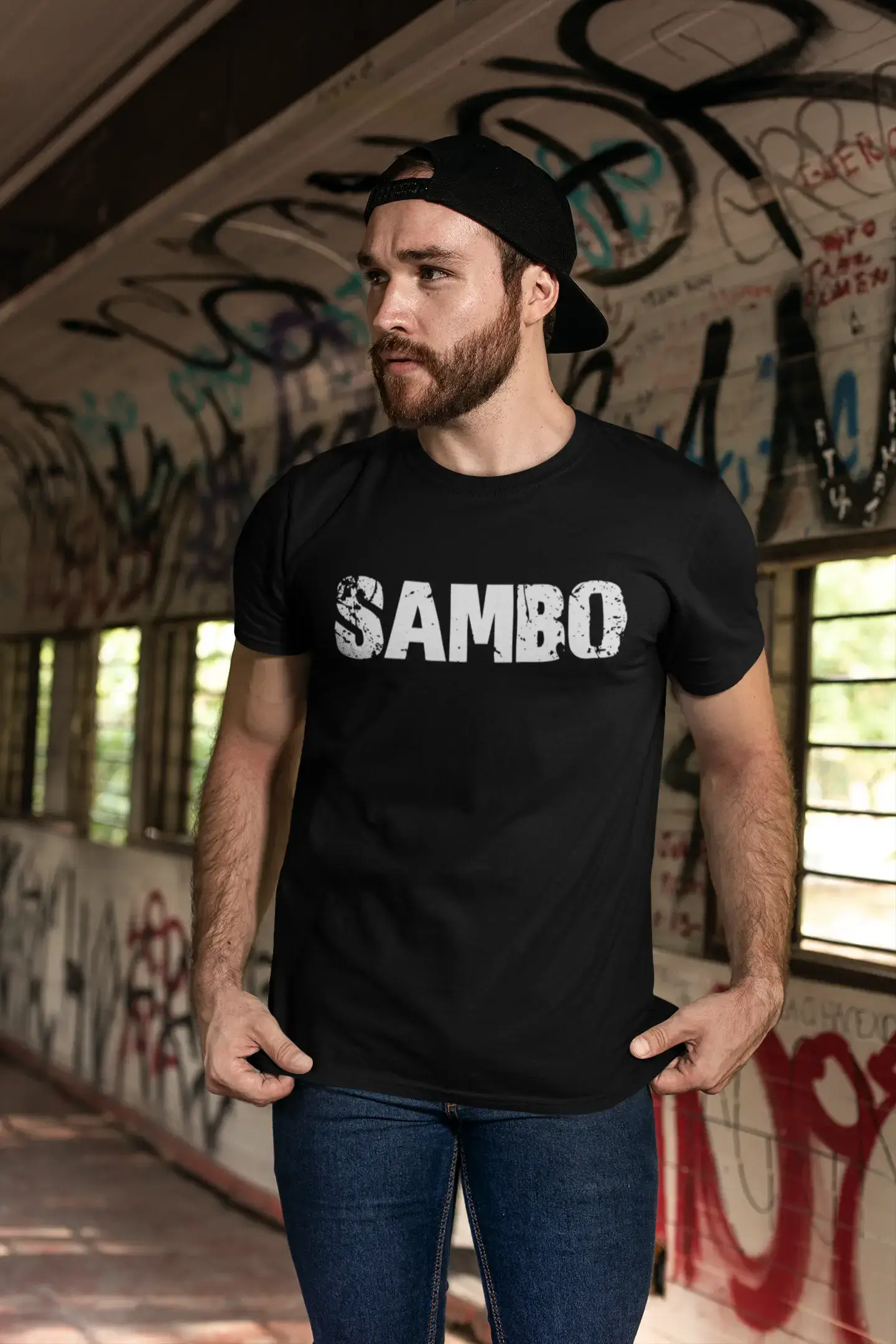Sambo Herren Retro T-Shirt Schwarz Geburtstagsgeschenk 00553