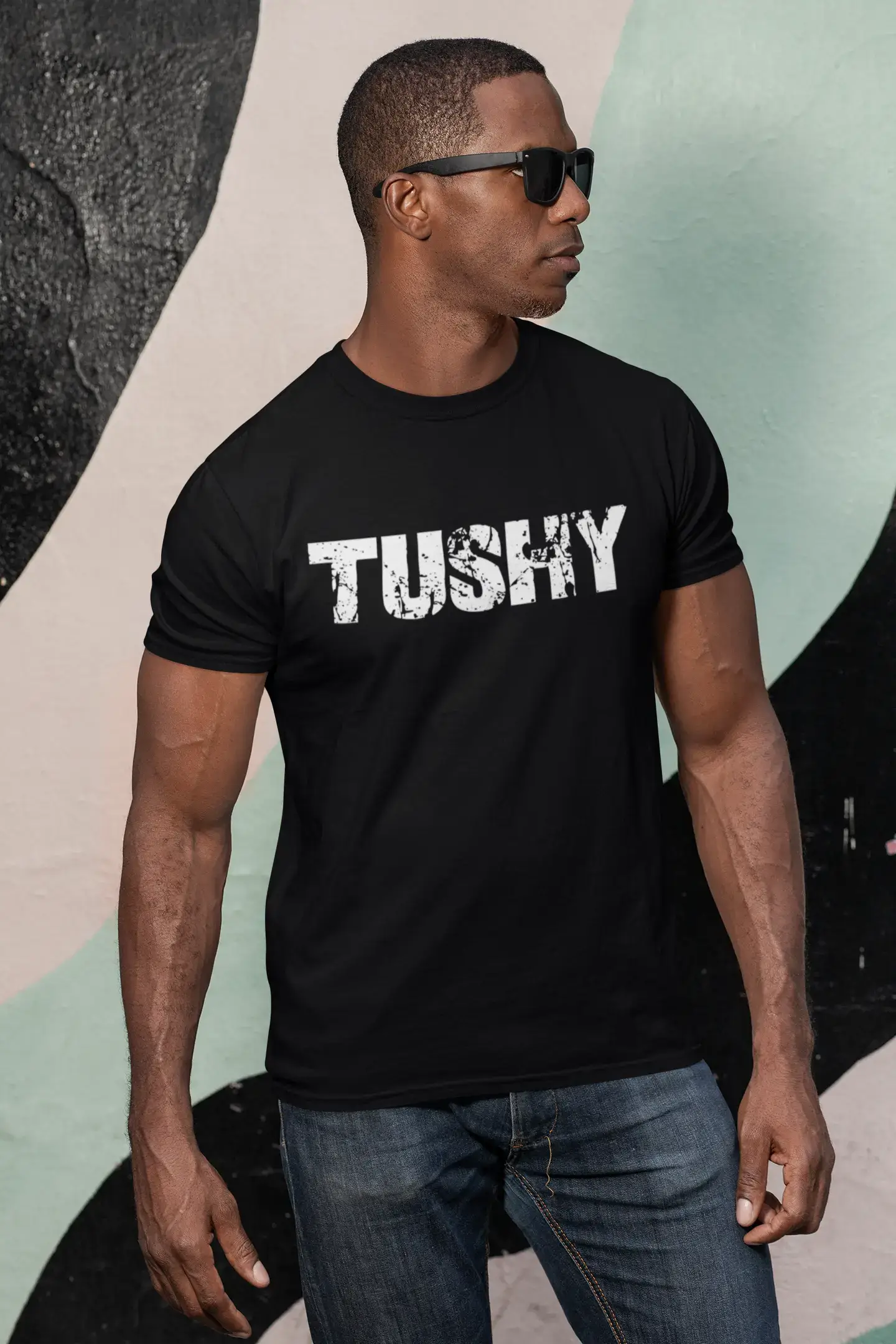 tushy Men's Retro T shirt Black Birthday Gift 00553