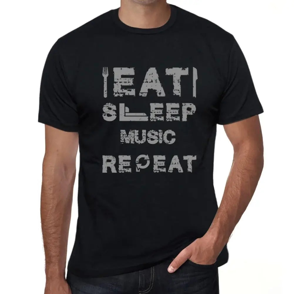 Men's Graphic T-Shirt Eat Sleep Music Repeat Eco-Friendly Limited Edition Short Sleeve Tee-Shirt Vintage Birthday Gift Novelty