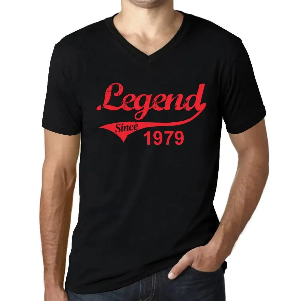 Men's Graphic T-Shirt V Neck Legend Since 1979 45th Birthday Anniversary 45 Year Old Gift 1979 Vintage Eco-Friendly Short Sleeve Novelty Tee