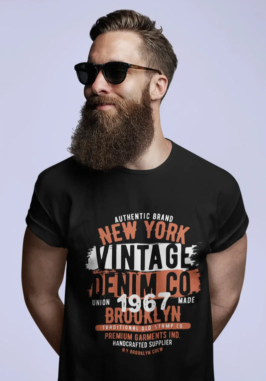 Herren-Grafik-T-Shirt Vintage Denim Since 1967 Deep Black