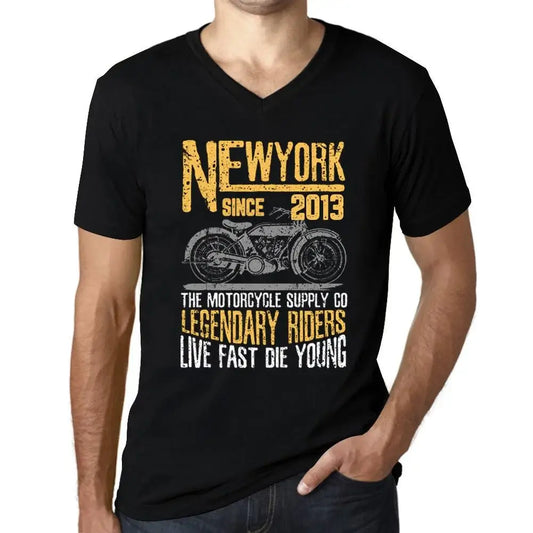 Men's Graphic T-Shirt V Neck Motorcycle Legendary Riders Since 2013 11st Birthday Anniversary 11 Year Old Gift 2013 Vintage Eco-Friendly Short Sleeve Novelty Tee