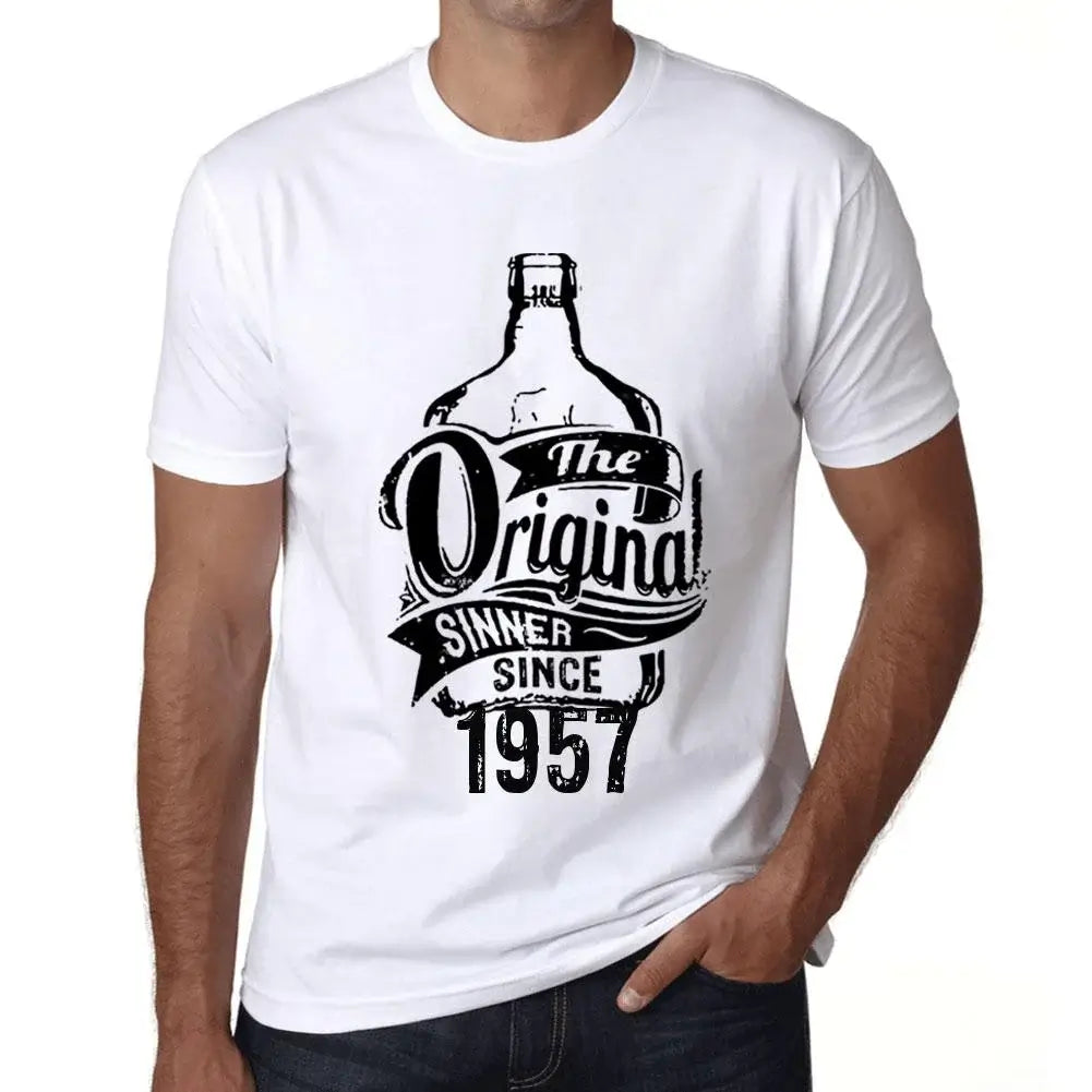 Men's Graphic T-Shirt The Original Sinner Since 1957 67th Birthday Anniversary 67 Year Old Gift 1957 Vintage Eco-Friendly Short Sleeve Novelty Tee