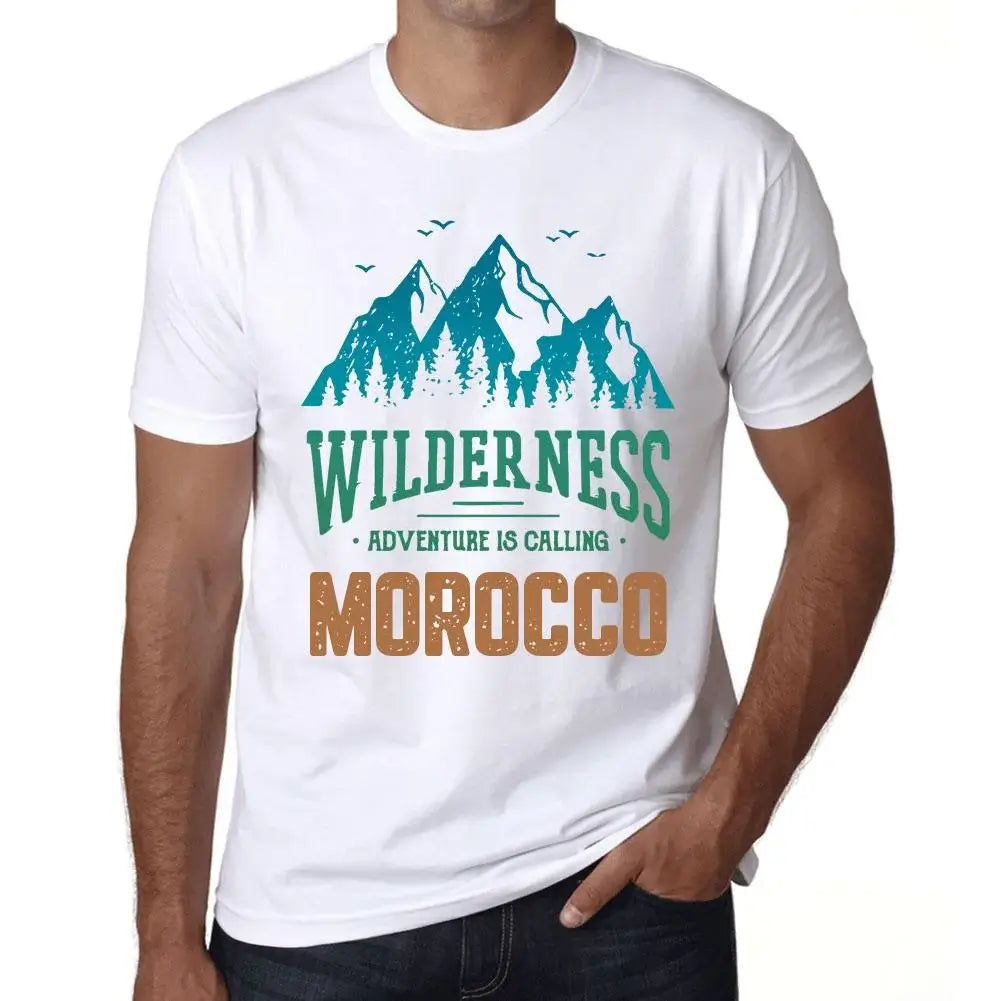 Men's Graphic T-Shirt Wilderness, Adventure Is Calling Morocco Eco-Friendly Limited Edition Short Sleeve Tee-Shirt Vintage Birthday Gift Novelty