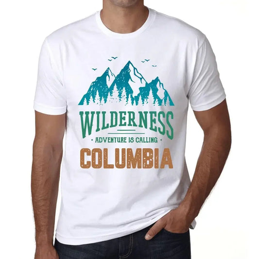 Men's Graphic T-Shirt Wilderness, Adventure Is Calling Columbia Eco-Friendly Limited Edition Short Sleeve Tee-Shirt Vintage Birthday Gift Novelty