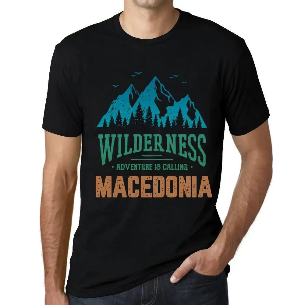 Men's Graphic T-Shirt Wilderness, Adventure Is Calling Macedonia Eco-Friendly Limited Edition Short Sleeve Tee-Shirt Vintage Birthday Gift Novelty