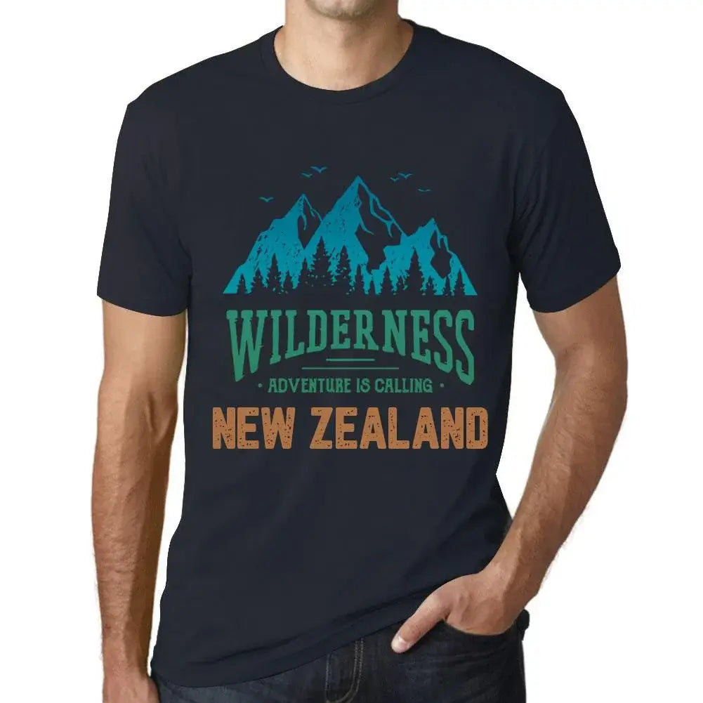 Men's Graphic T-Shirt Wilderness, Adventure Is Calling New Zealand Eco-Friendly Limited Edition Short Sleeve Tee-Shirt Vintage Birthday Gift Novelty