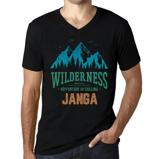 Men's Graphic T-Shirt V Neck Wilderness, Adventure Is Calling Janga Eco-Friendly Limited Edition Short Sleeve Tee-Shirt Vintage Birthday Gift Novelty