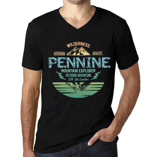 Men's Graphic T-Shirt V Neck Outdoor Adventure, Wilderness, Mountain Explorer Pennine Eco-Friendly Limited Edition Short Sleeve Tee-Shirt Vintage Birthday Gift Novelty