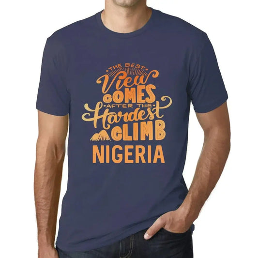 Men's Graphic T-Shirt The Best View Comes After Hardest Mountain Climb Nigeria Eco-Friendly Limited Edition Short Sleeve Tee-Shirt Vintage Birthday Gift Novelty