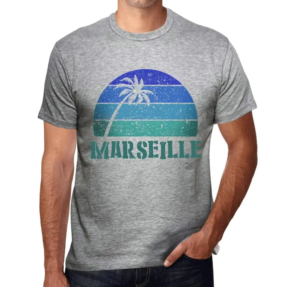 Men's Graphic T-Shirt Palm, Beach, Sunset In Marseille Eco-Friendly Limited Edition Short Sleeve Tee-Shirt Vintage Birthday Gift Novelty