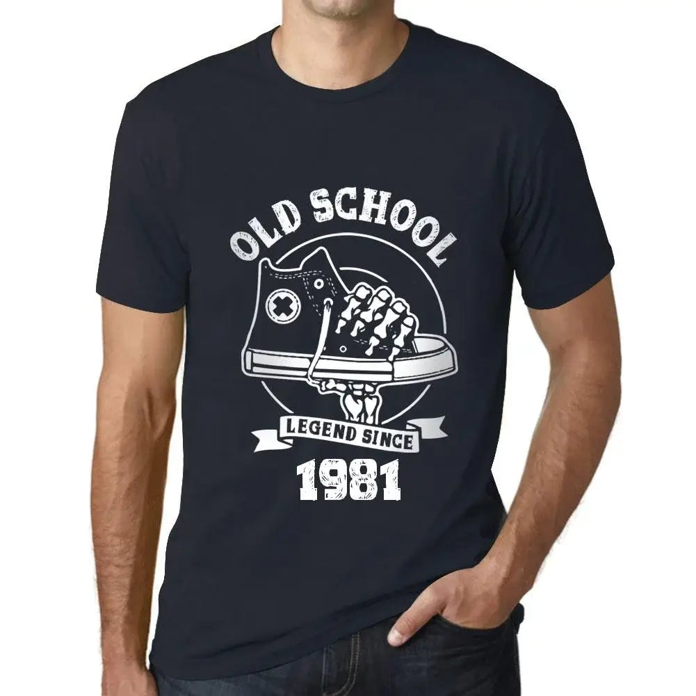 Men's Graphic T-Shirt Old School Legend Since 1981 43rd Birthday Anniversary 43 Year Old Gift 1981 Vintage Eco-Friendly Short Sleeve Novelty Tee