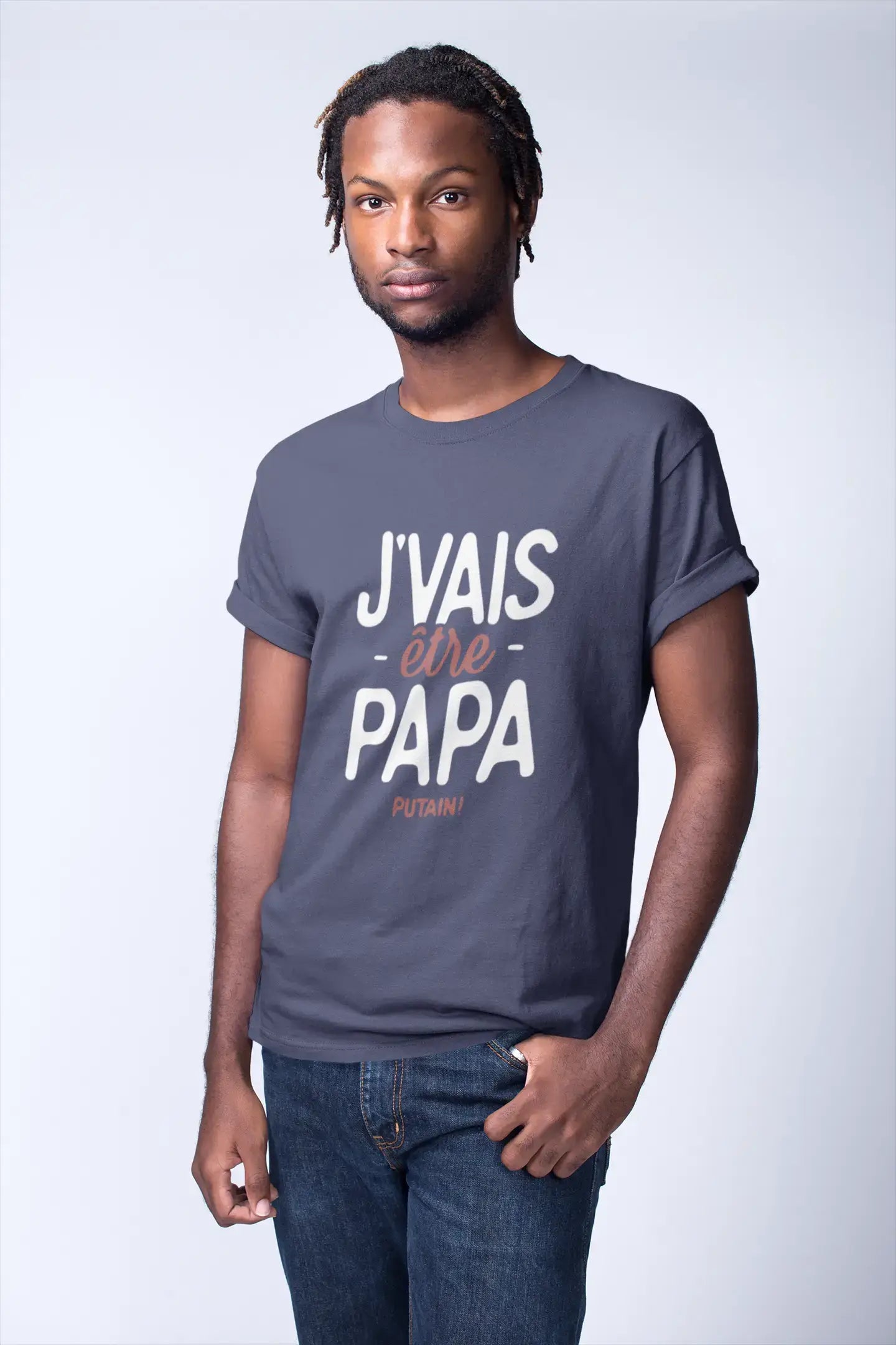 Ultrabasic - Graphique Homme J'vais Être Papa Putain T-Shirt Marine Lettre