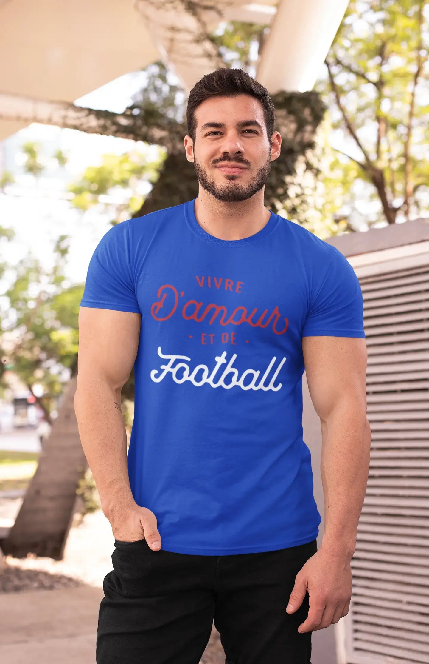 Ultrabasic - Homme Graphique Vivre d'amour et de Football T-Shirt Imprimé Lettres