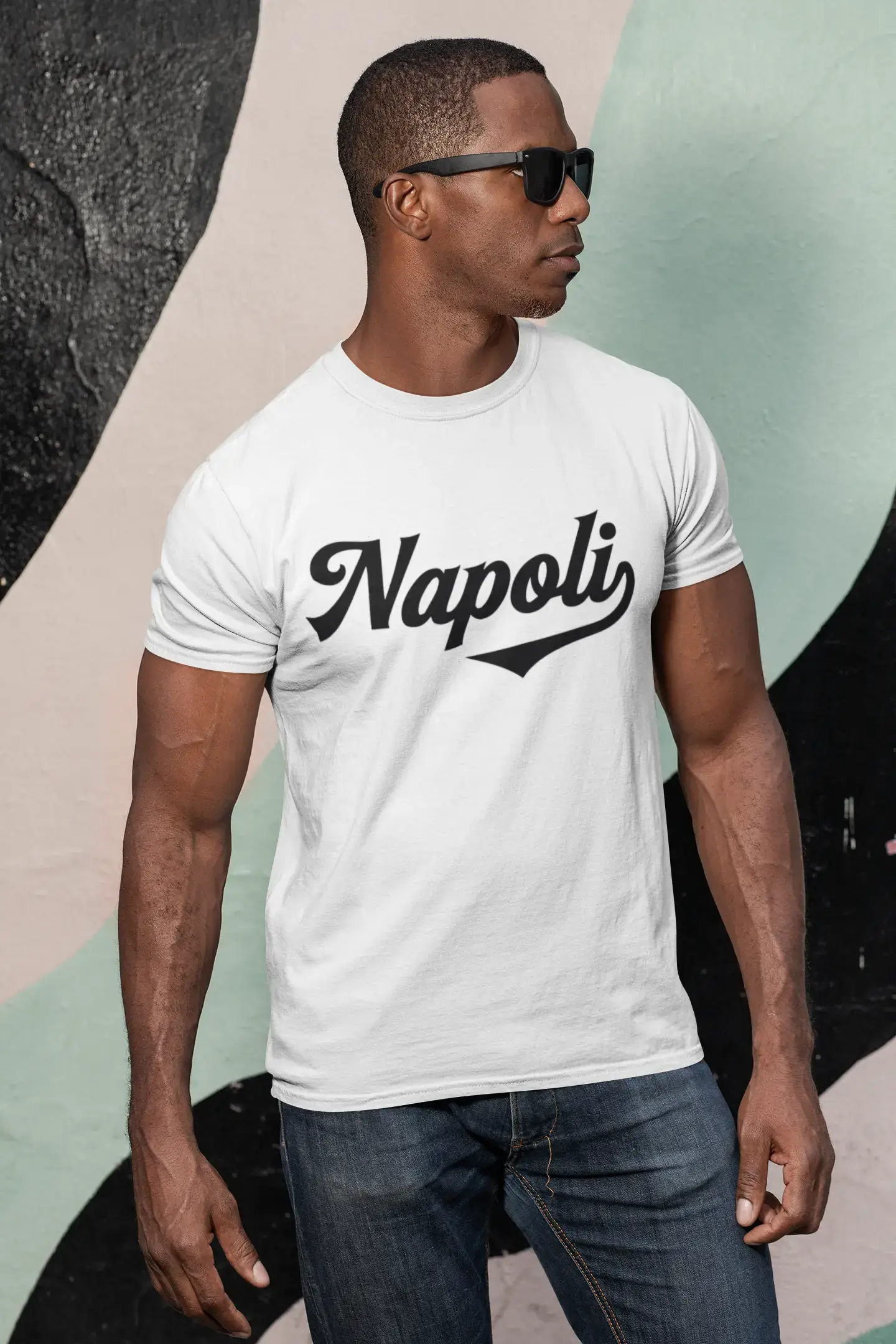 ULTRABASIC - Graphic Printed Men's Napoli T-Shirt Denim