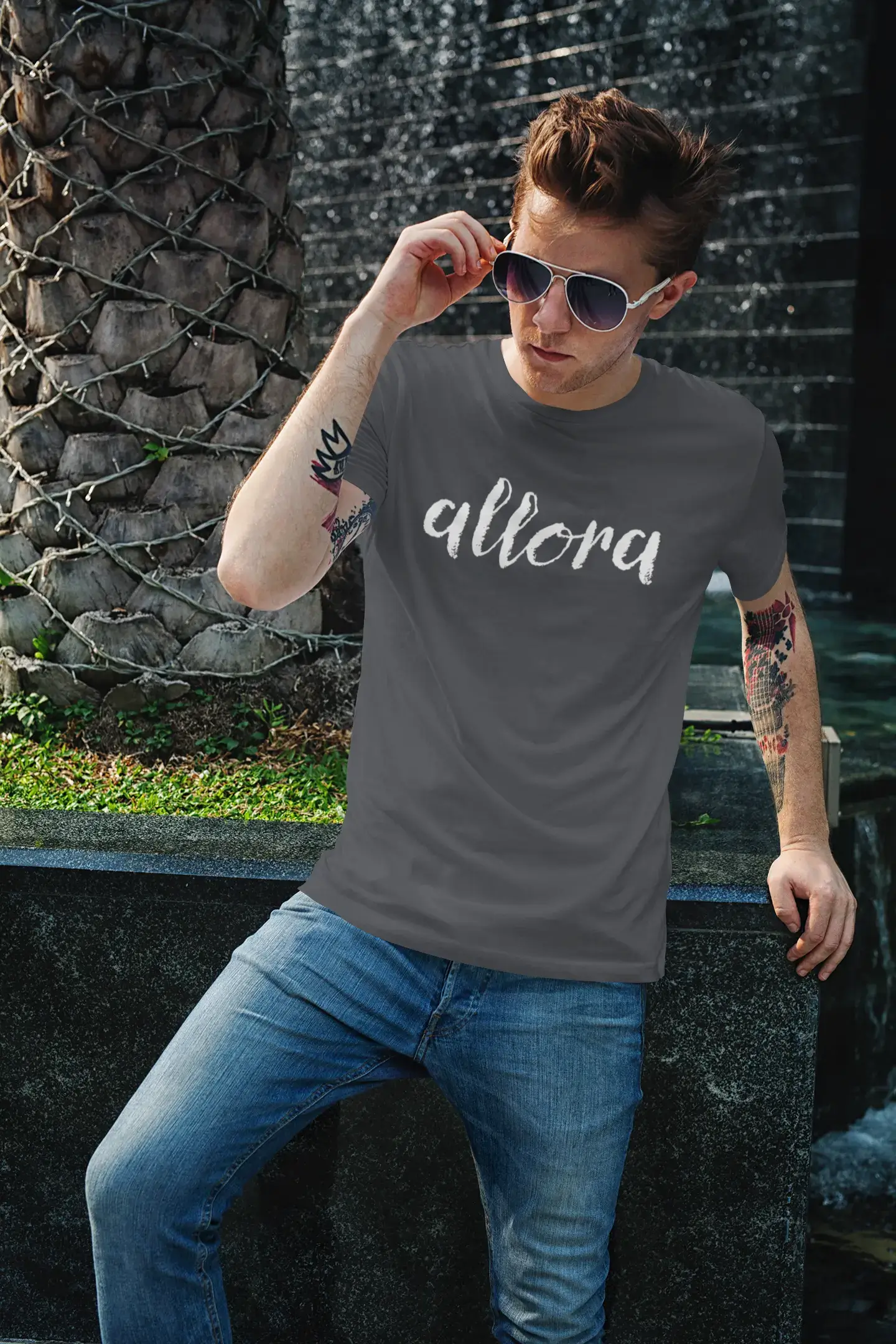 ULTRABASIC – Allora-T-Shirt <span>für Herren</span> mit <span>grafischem</span> <span>Print,</span> <span>tiefschwarz</span>