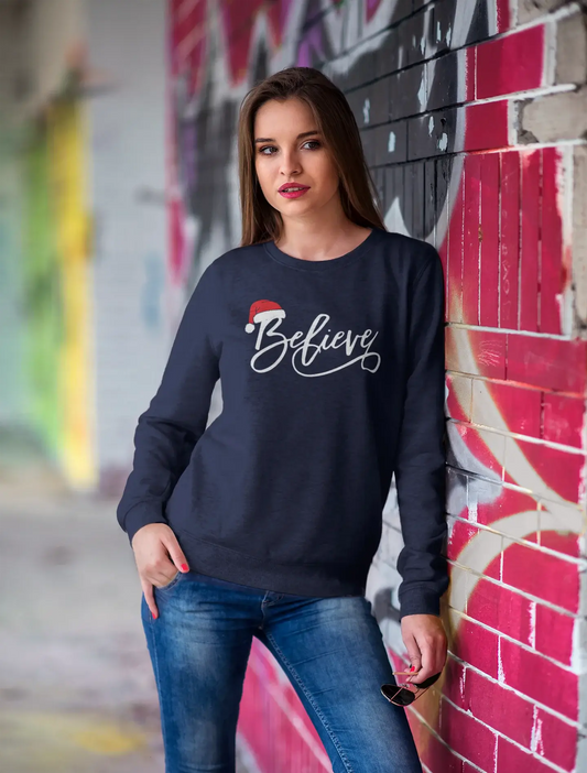 ULTRABASIC – <span>Grafisches</span> Weihnachts-Believe-Hut für <span>Damen,</span> süßes Sweatshirt, <span>Weihnachtsgeschenkideen</span> <span>, französische Marine</span>