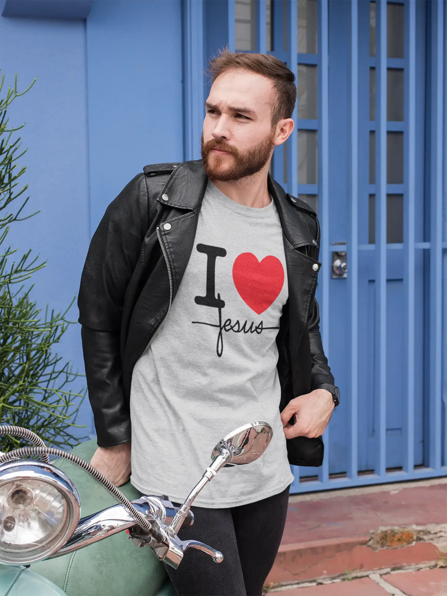 ULTRABASIC Men's T-Shirt I Love Jesus - Heart Religious Shirt