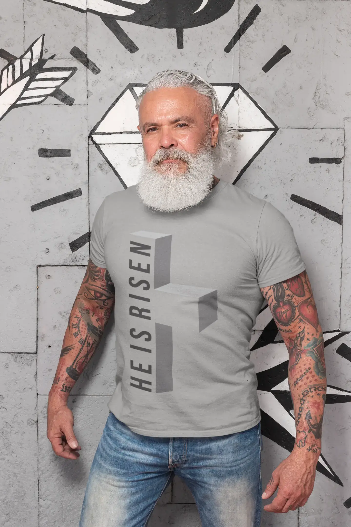 ULTRABASIC Herren-T-Shirt mit religiösem Motiv „Er ist auferstanden – Bibel-Christus-Shirt“.