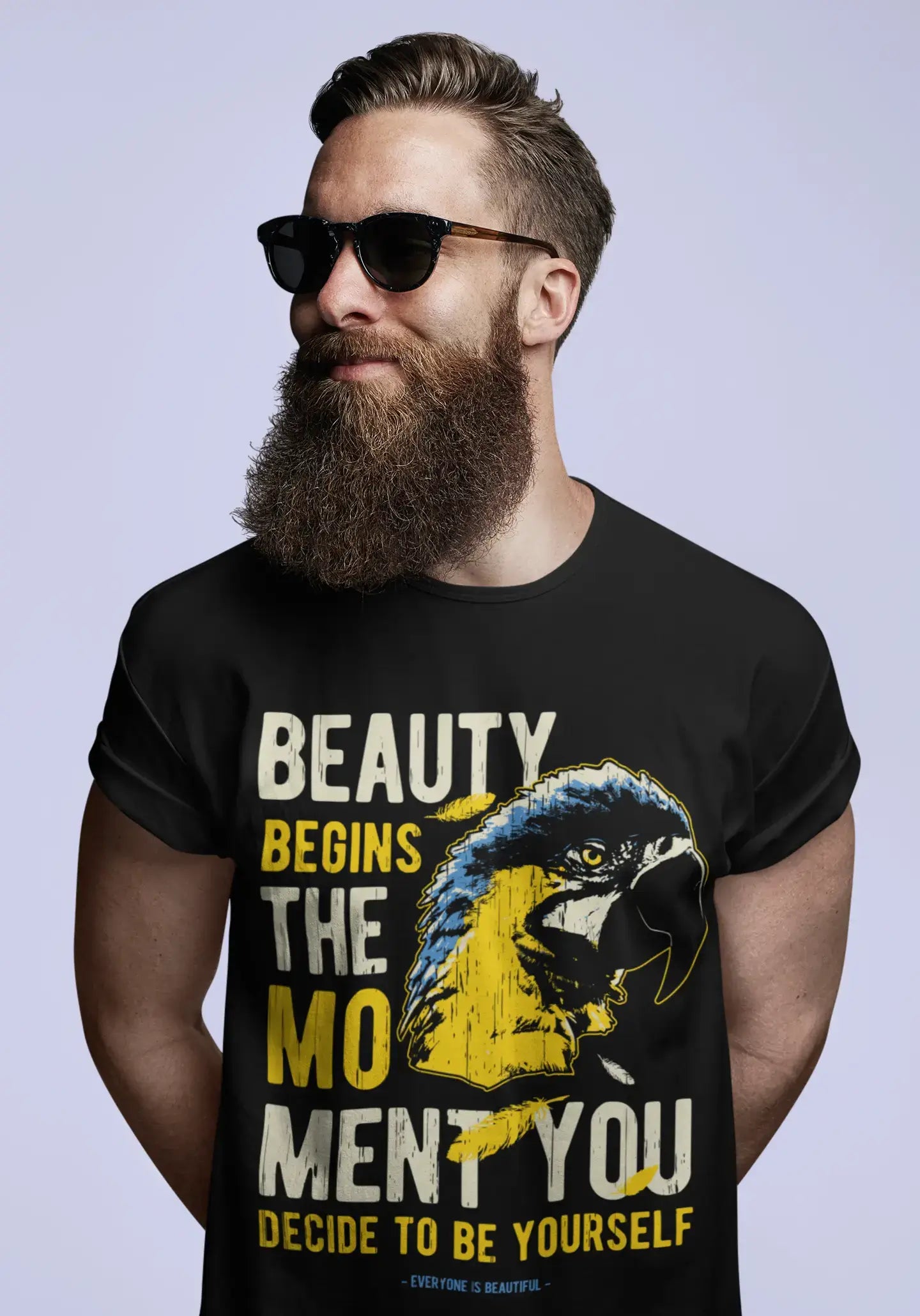 ULTRABASIC Herren-T-Shirt Der Moment, in dem Sie sich entscheiden, Sie selbst zu sein – Ara-Papagei