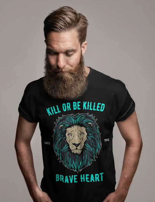 ULTRABASIC Herren-Grafik-T-Shirt „Kill or be Killed – Lion Brave Heart“-Shirt für Männer
