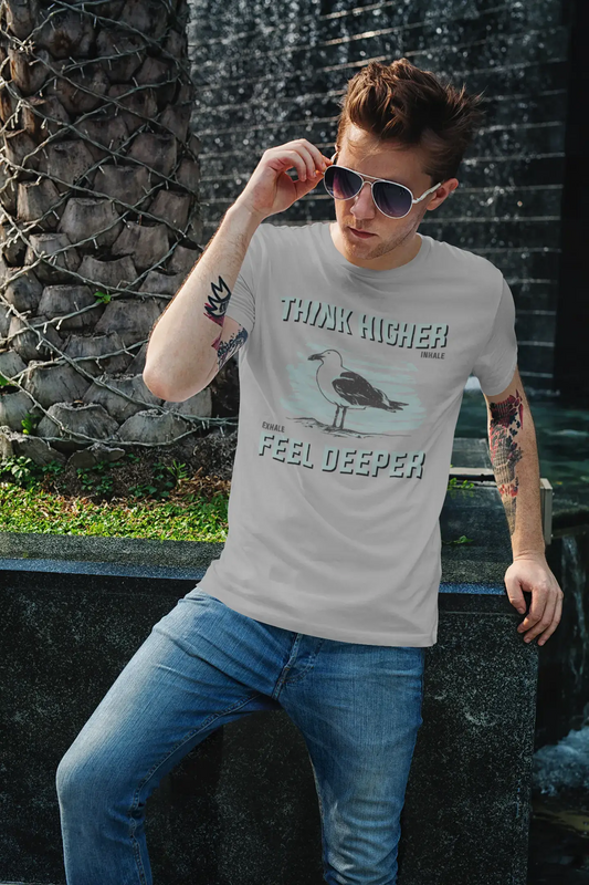 ULTRABASIC Herren-Grafik-T-Shirt Think Higher Feel Deeper – Vogel-Shirt für Männer
