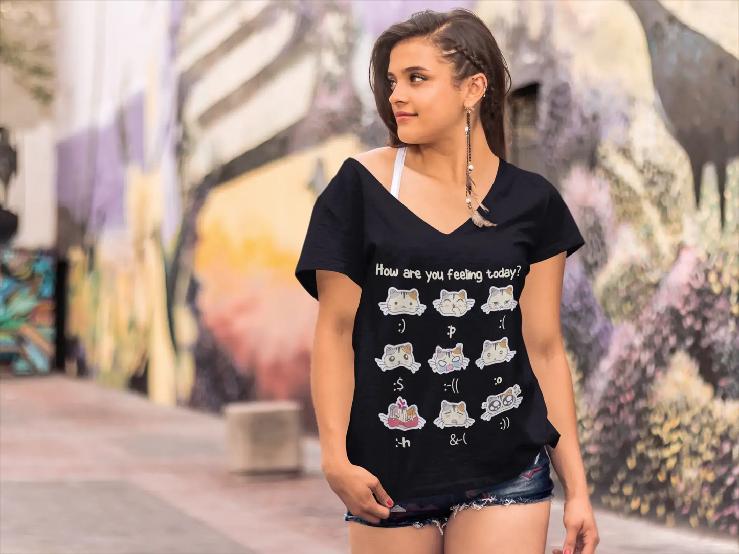 ULTRABASIC Women's T-Shirt How Are You Feeling Today - Funny Kitten Shirt for Cat Lovers