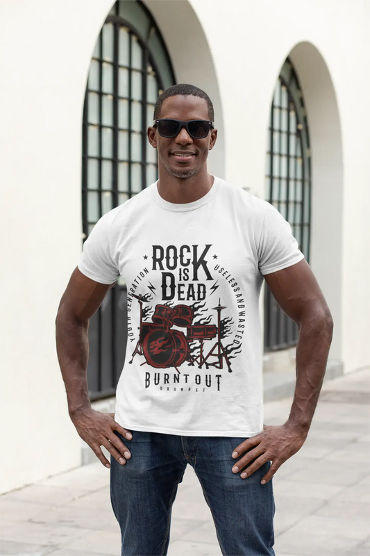ULTRABASIC Herren T-Shirt Rock is Dead – Burnt Out Drumset Musik T-Shirt