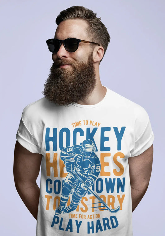 ULTRABASIC Herren-Grafik-T-Shirt Zeit zum Hockeyspielen – Spielen Sie hart – Zeit zum Handeln