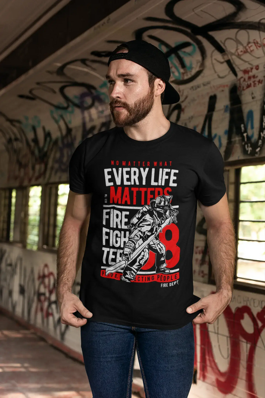 ULTRABASIC Herren-Grafik-T-Shirt „Every Life Matters“ – Shirt für Feuerwehrleute – Zitate