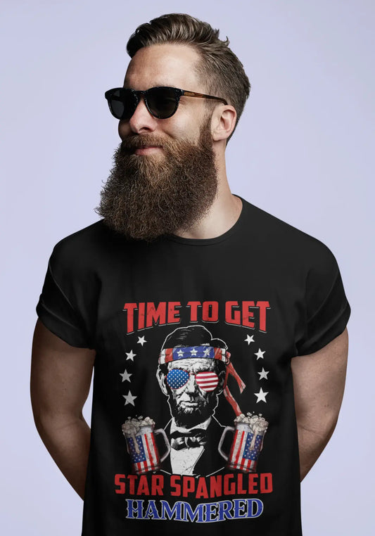 ULTRABASIC Lustiges Herren-T-Shirt „Time to Get Star Spangled Hammered“ – Abraham Lincoln Bierliebhaber-T-Shirt