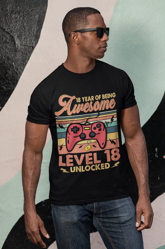 T-Shirt ULTRABASIC pour hommes, 18 ans d'être génial-niveau 18 débloqué-T-Shirt d'anniversaire