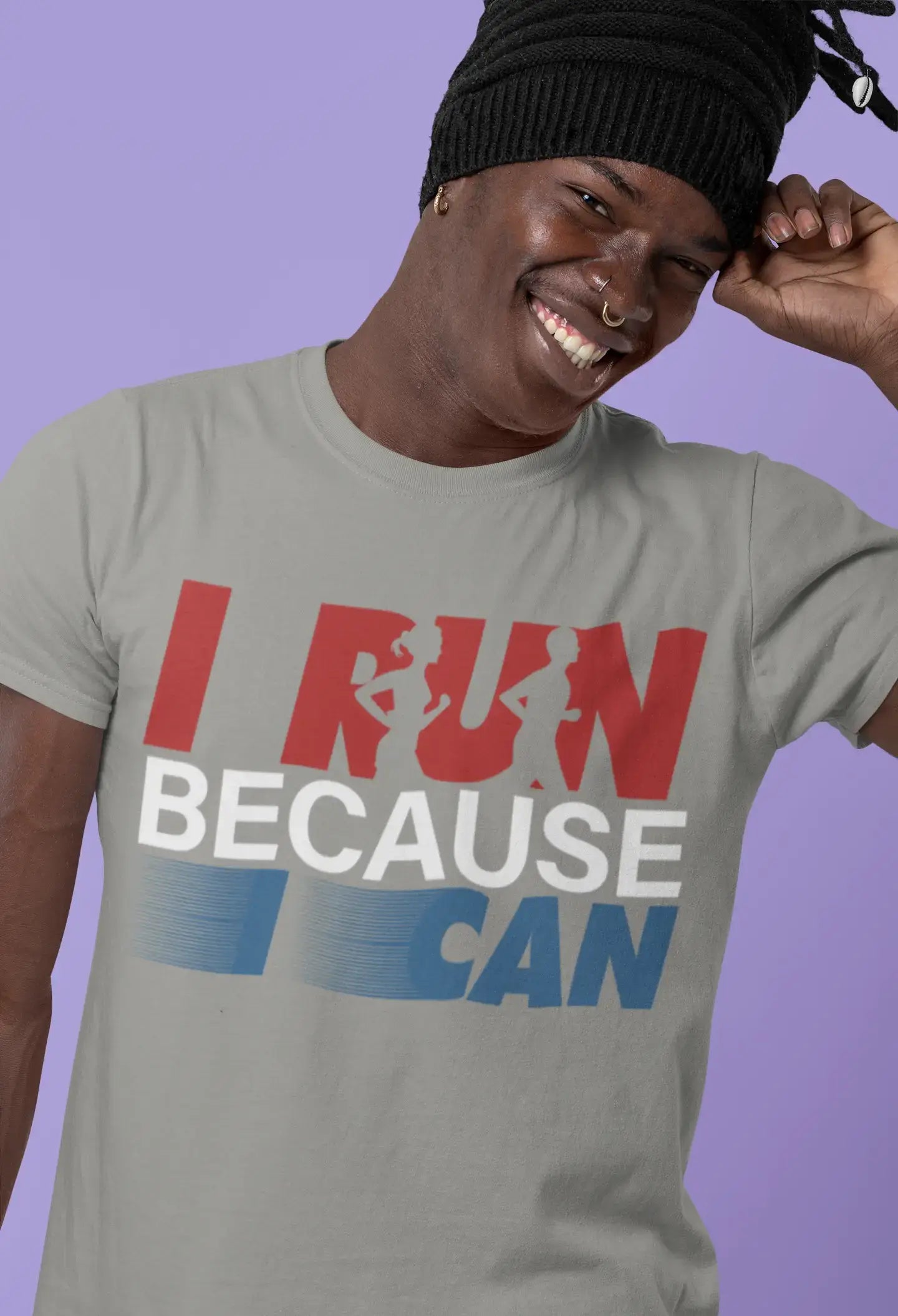 ULTRABASIC Herren-Neuheits-T-Shirt „I Run Because I Can“ – Läufer-T-Shirt