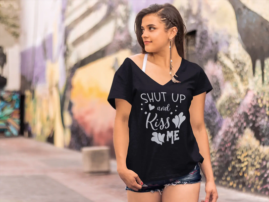 ULTRABASIC T-Shirt Femme Tais-toi et Embrasse-Moi - T-Shirt à Manches Courtes Hauts
