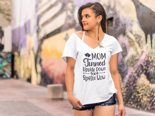 ULTRABASIC Women's T-Shirt Mom Turned Upside Down Spells Wow - Funny Short Sleeve Tee Shirt Tops