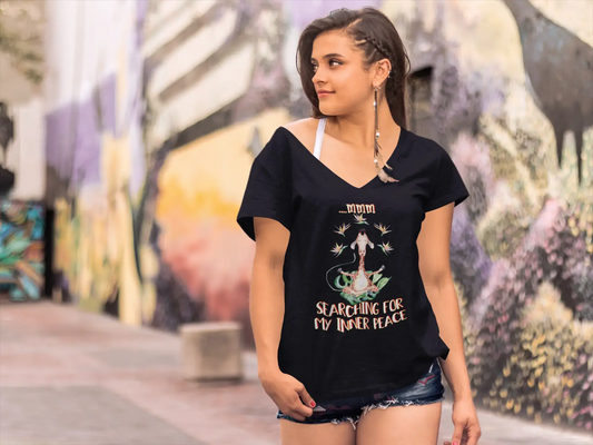 ULTRABASIC T-Shirt Col V Femme À la Recherche de Ma Paix intérieure - T-Shirt Girafe de Méditation Spirituelle