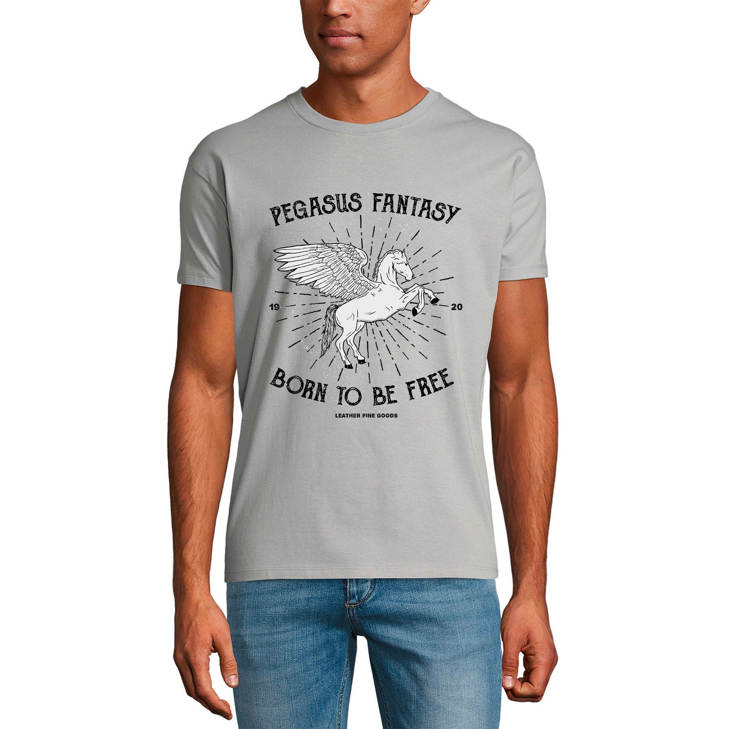 T-Shirt ULTRABASIC Homme Born To Be Free - Pegasus Fantasy - Chemise Vintage