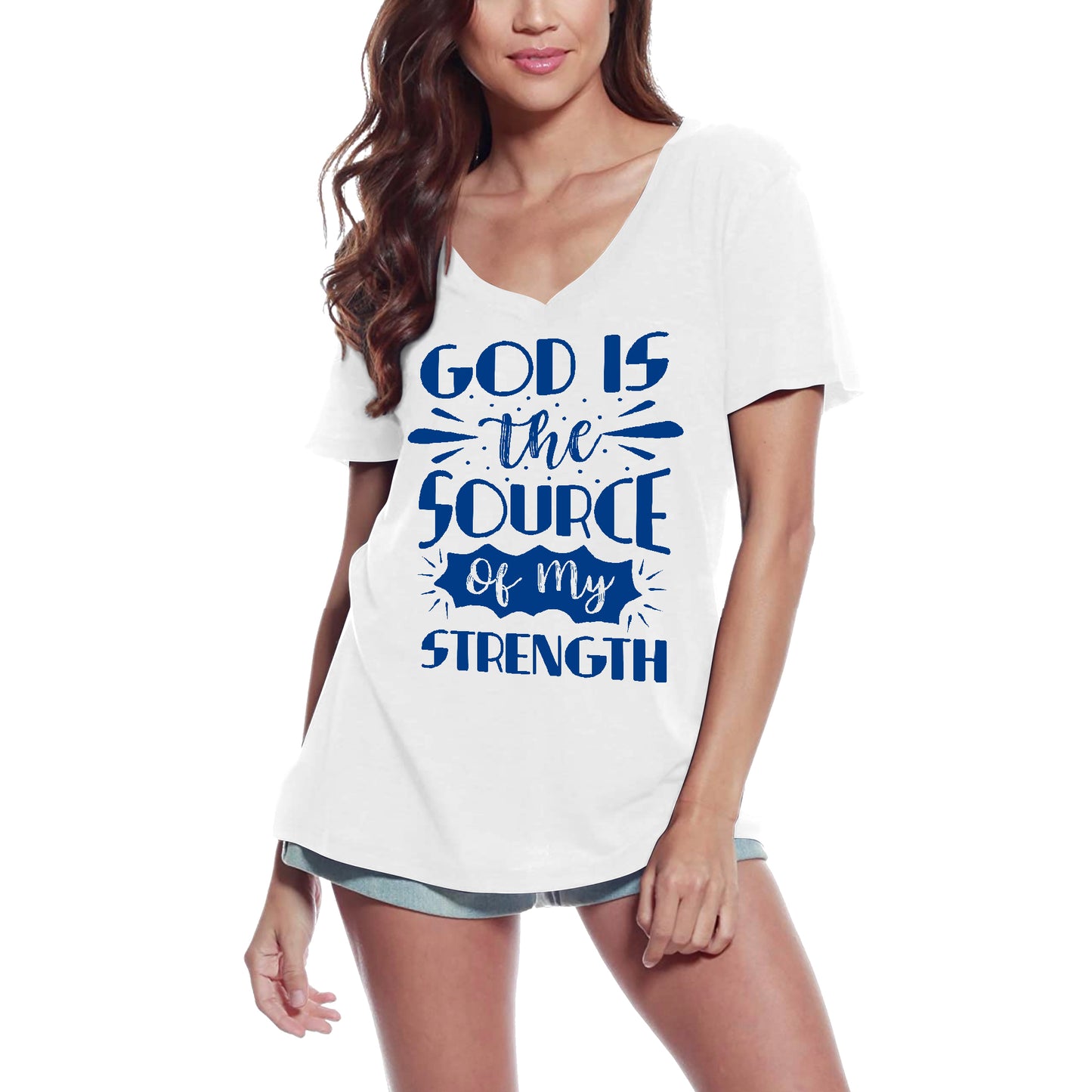 ULTRABASIC Women's T-Shirt God is the Source of My Strenght - Motivational Shirt