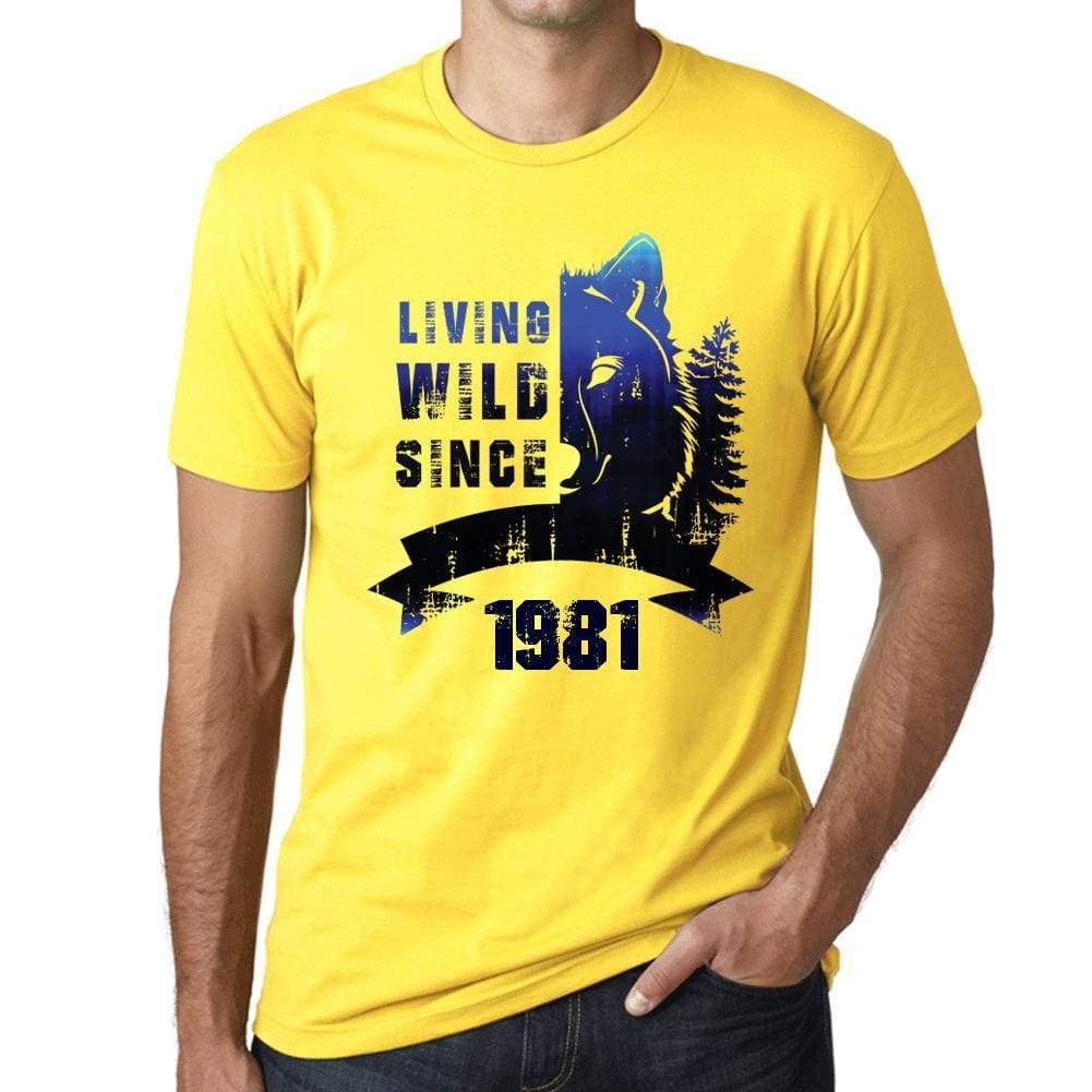 1981, Living Wild 2 Since 1981 Men's T-shirt Yellow Birthday Gift 00516 - ultrabasic-com