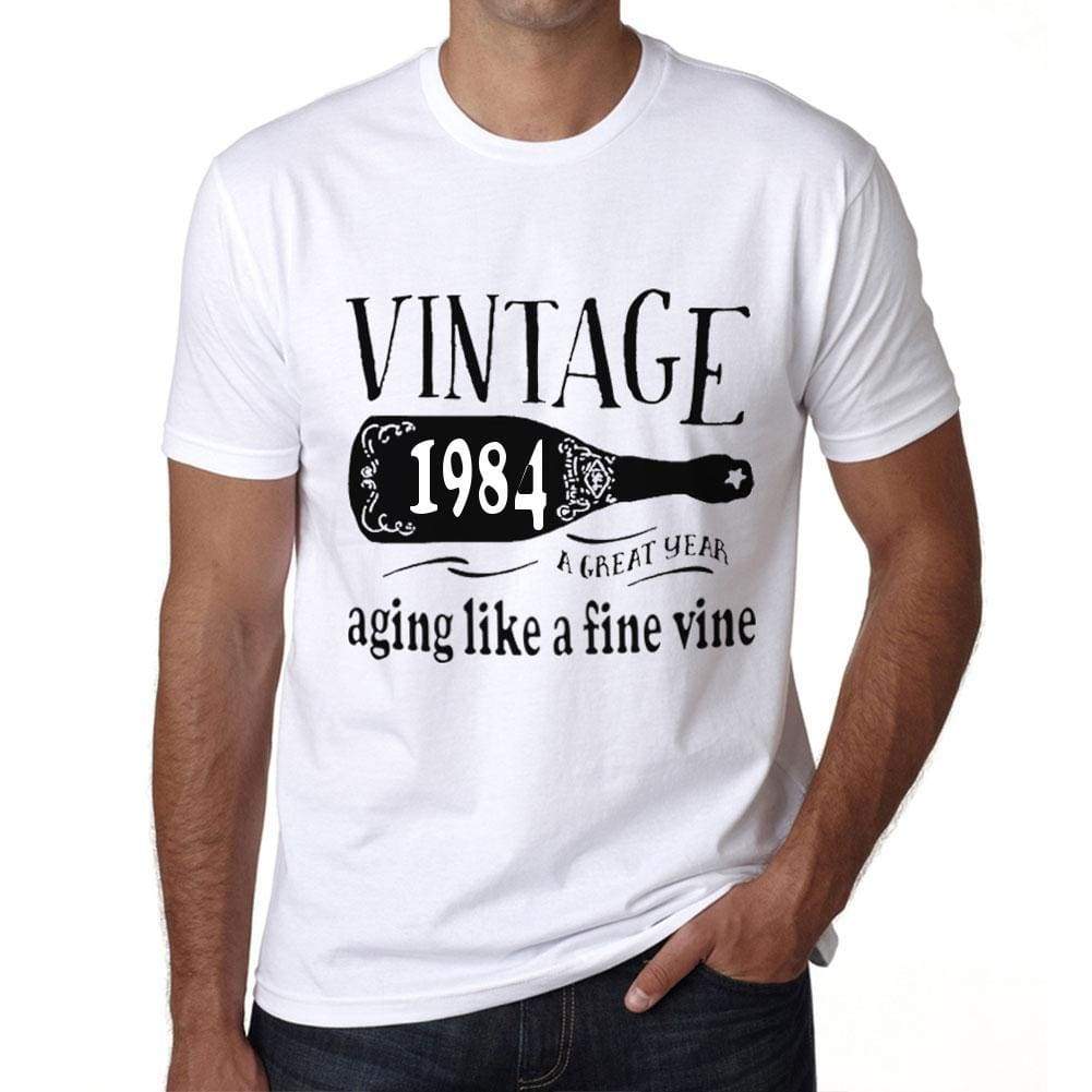 1984 Aging Like a Fine Wine Men's T-shirt White Birthday Gift 00457 - ultrabasic-com