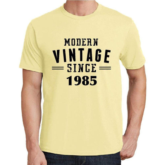 1985, Modern Vintage, Yellow, Men's Short Sleeve Round Neck T-shirt 00106 - ultrabasic-com
